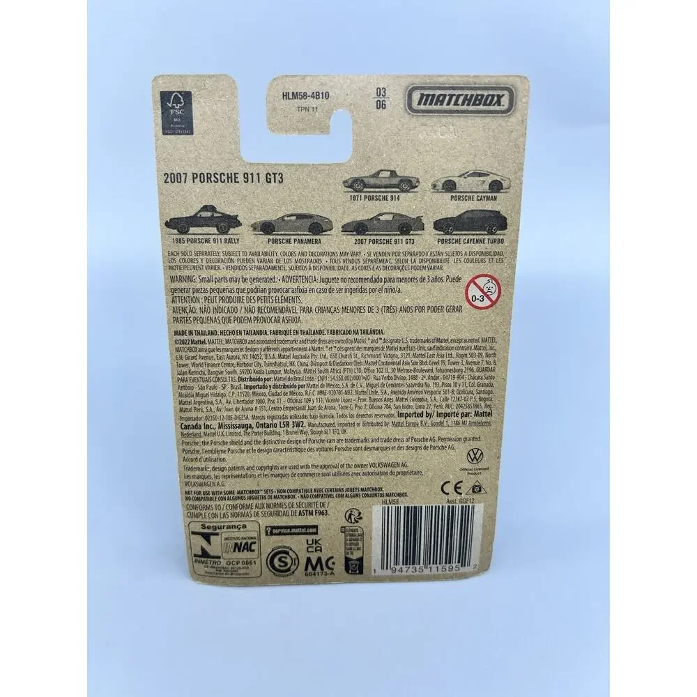 Matchbox 2007 PORSCHE 911 GT3 70 Years Green Diecast GGF12 Diecast 1:64 NOC
